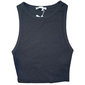 ZARA racerback black cropped tank top size M NWT